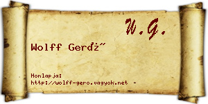 Wolff Gerő névjegykártya